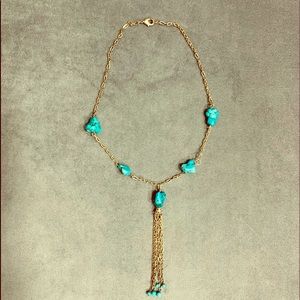 Faux turquoise silver tone necklace